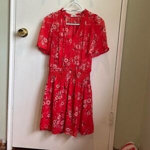 Socialite Vibrant Red Floral Dress